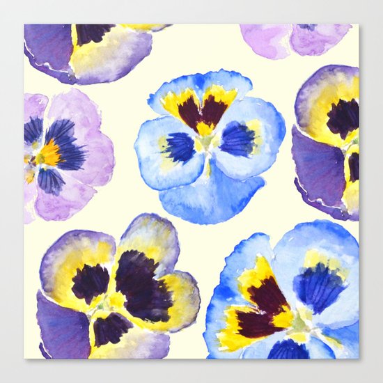 pansies pattern watercolor painting Canvas Print