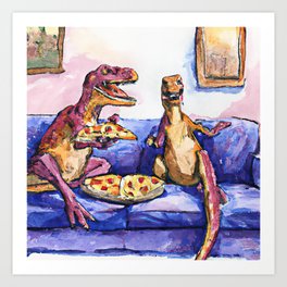 T-Rex pizza party Art Print
