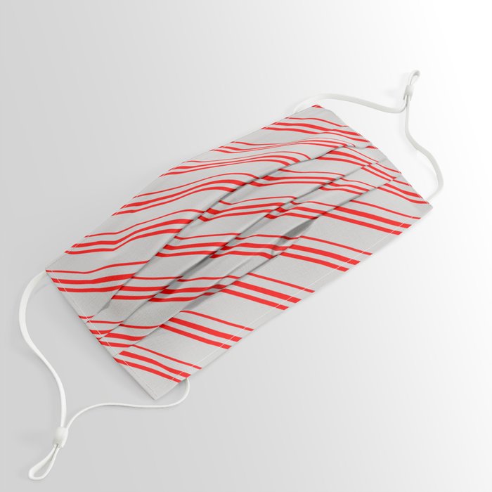 Light Grey and Red Colored Lines Pattern Face Mask