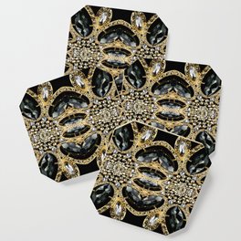  art deco jewelry bohemian champagne gold black rhinestone Coaster