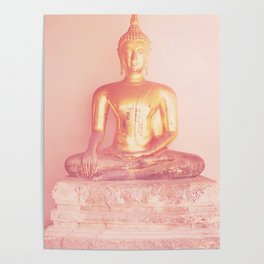 Golden Pink Buddha Poster