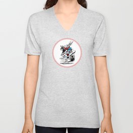 Alice in Wonderland | The Herald of the Court of Hearts | White Rabbit | Pink Damask Pattern | V Neck T Shirt