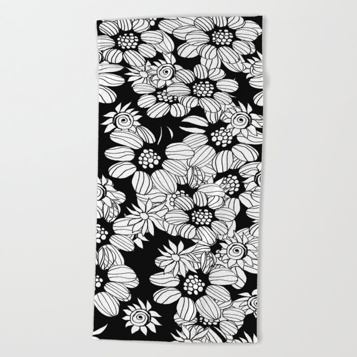 Black and online white floral towels