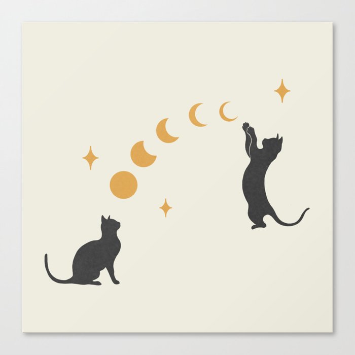 Cat and Moon 1 Canvas Print