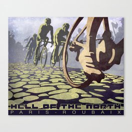 HELL OF THE NORTH retro Paris Roubaix cycling illustration poster Canvas Print
