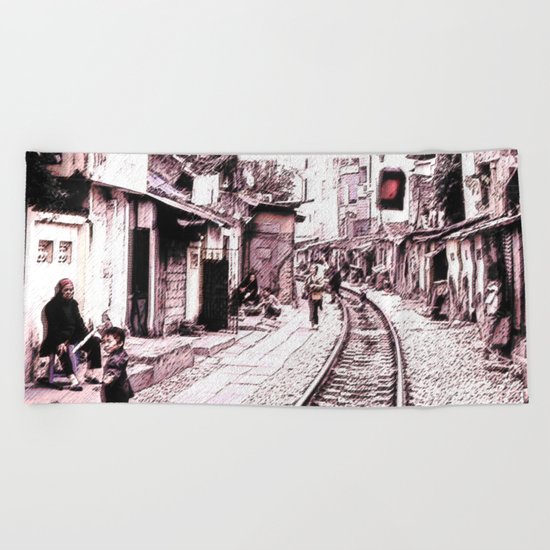 The train is coming soon.... Beach Towel