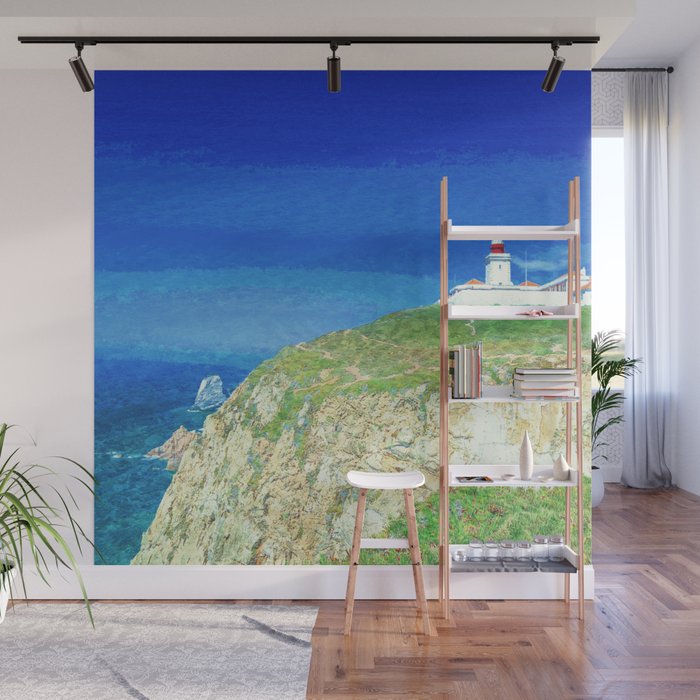 lighthouse impressionism painted realistic scene Wall Mural