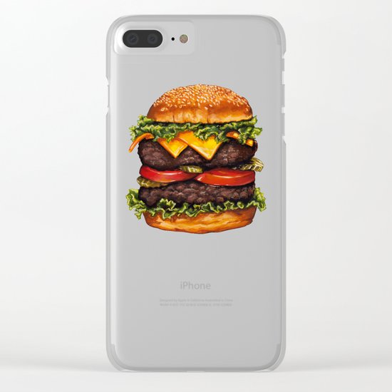 Double Cheeseburger Pattern Clear iPhone Case