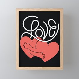 Love Hearts Hugging Framed Mini Art Print