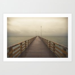 Pier Art Print | Photo, Vintage, Travel, Landscape, Long, Horizon, Way, Gloomy, Pier, Ocean 