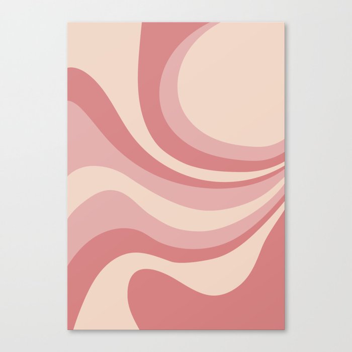 Retro Abstract Waves in Blush and Pink Canvas Print