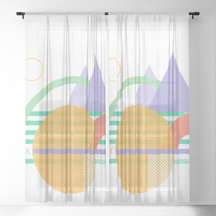 Geometric abstract landscape Sheer Curtain