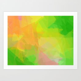 Triangle Pattern Tropical Colors, Green Yellow Design Art Print