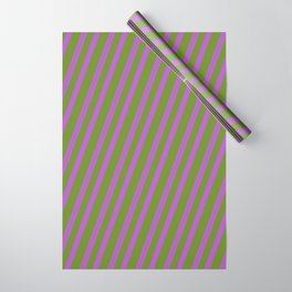[ Thumbnail: Orchid & Green Colored Lines/Stripes Pattern Wrapping Paper ]