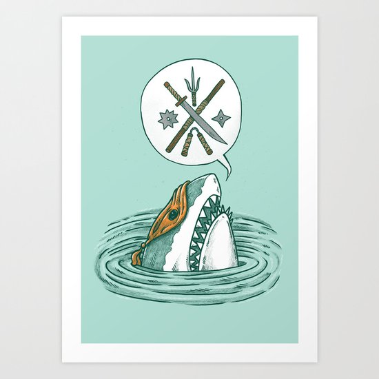 The Ninja Shark Art Print
