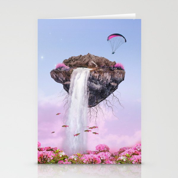 Floating Island Waterfall Stationery Cards