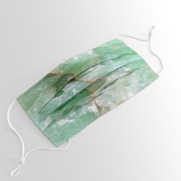Crystalized Pale Green Quartz Slab with Copper Vein Face Mask