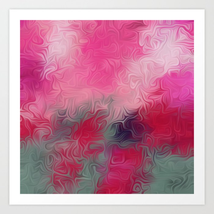 Pink Red And Green Painting Abstract Background Art Print By Timla