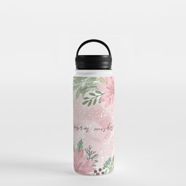 Warm Wishes Pink Watercolor Wreath  Water Bottle