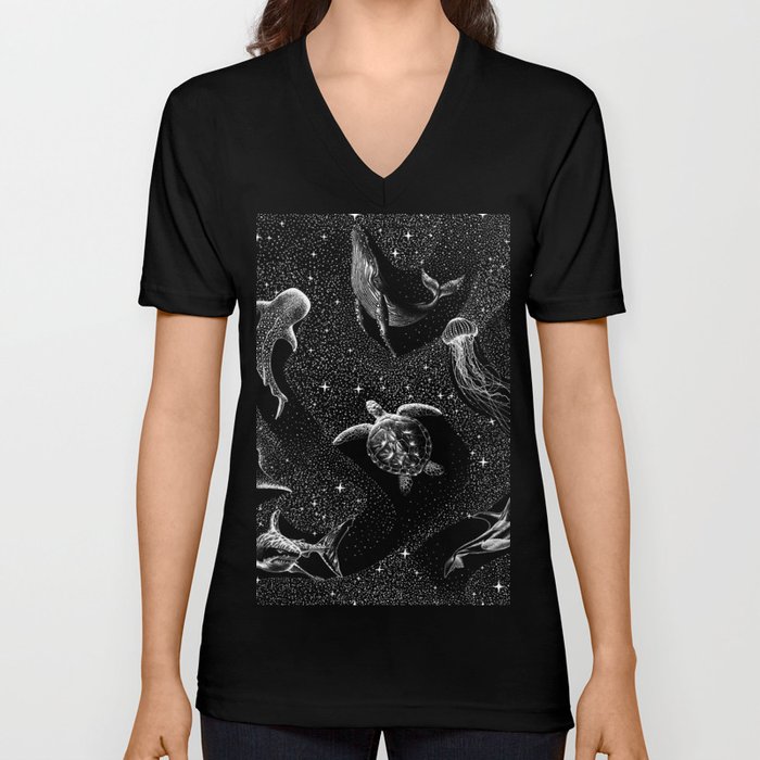 Cosmic Ocean Pattern V Neck T Shirt