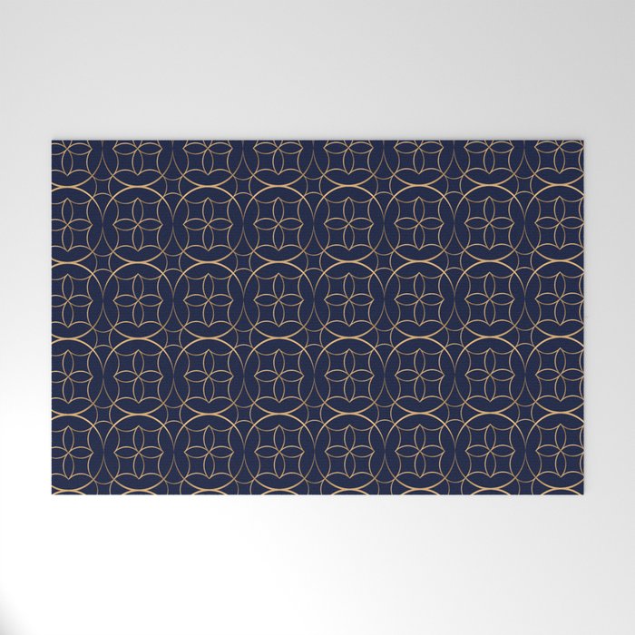 Blue and Gold Luxury  Welcome Mat