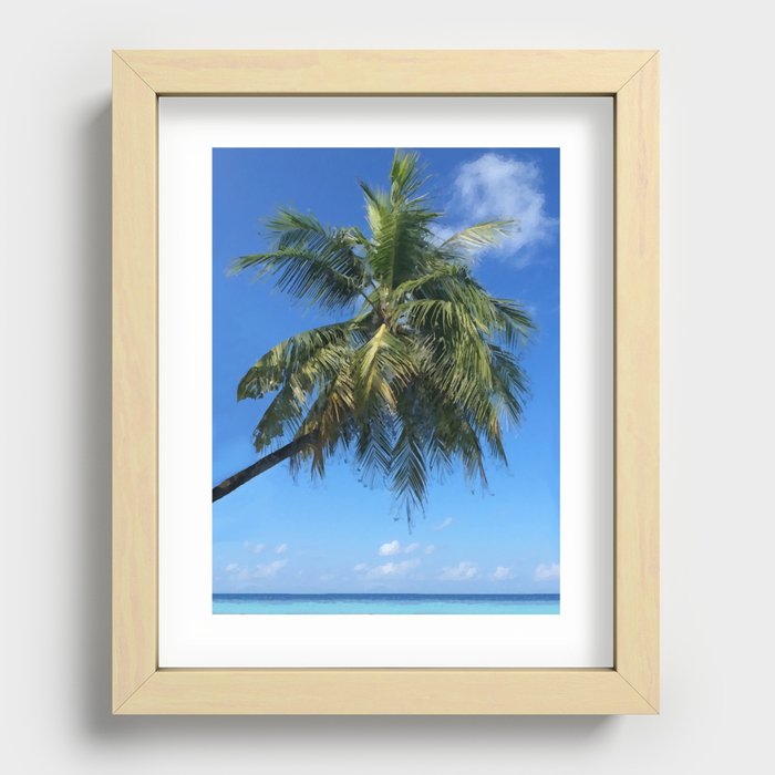 Blue Sky Palm Tree Recessed Framed Print