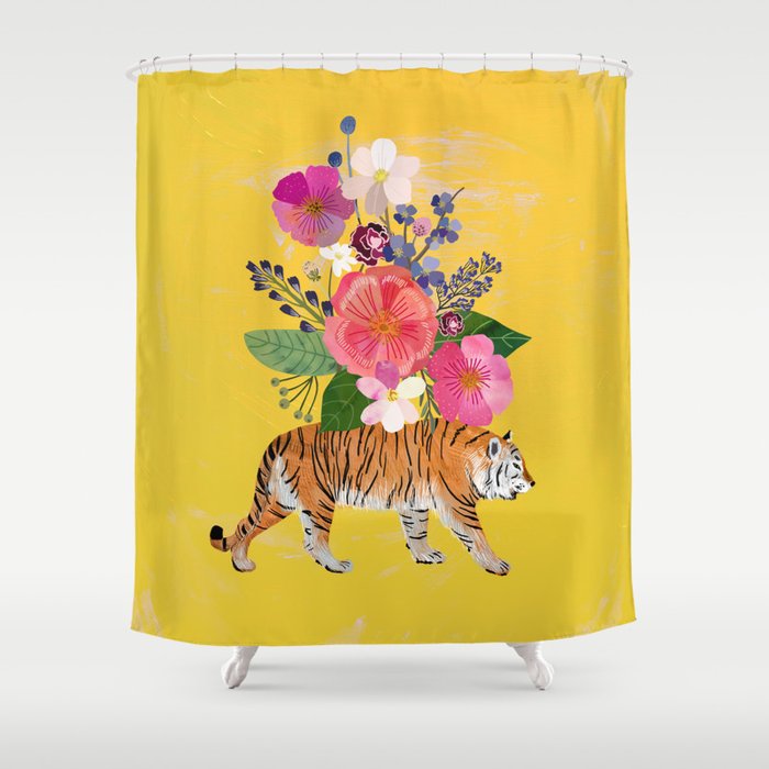 Tiger Bloom Shower Curtain