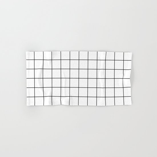 White Black Grid Minimalist Hand & Bath Towel