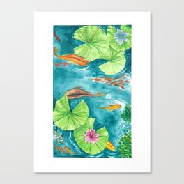 Watercolor Koi Pond Canvas Print