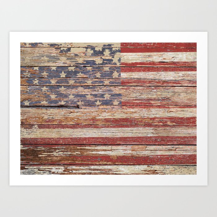 New Americana Rustic Flag Country Home Decor Patriotic Art A643