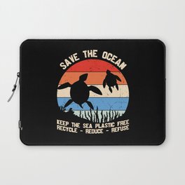 Save The Ocean Vintage Turtle Laptop Sleeve