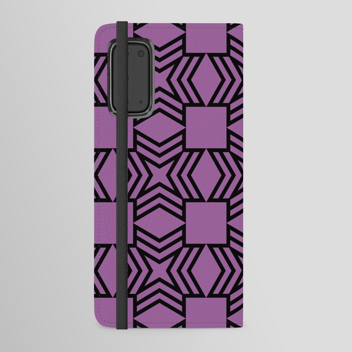 Black and Purple Star Square Shape Tile Pattern Pairs DE 2022 Popular Color Royal Pretender DE5999 Android Wallet Case