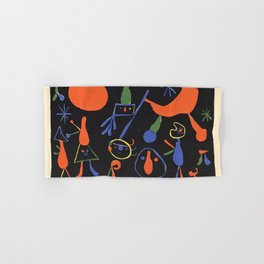 Personnages on Black Ground by Joan Miró Hand & Bath Towel