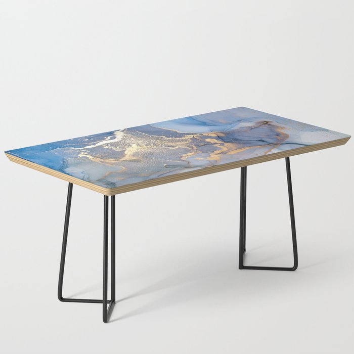 Cloudy Blue + Stormy Gray Abstract Ripples Coffee Table