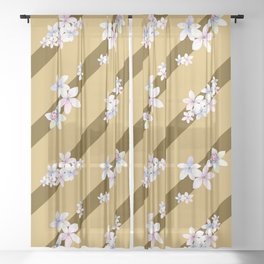 Lines and Flowers Design Sheer Curtain