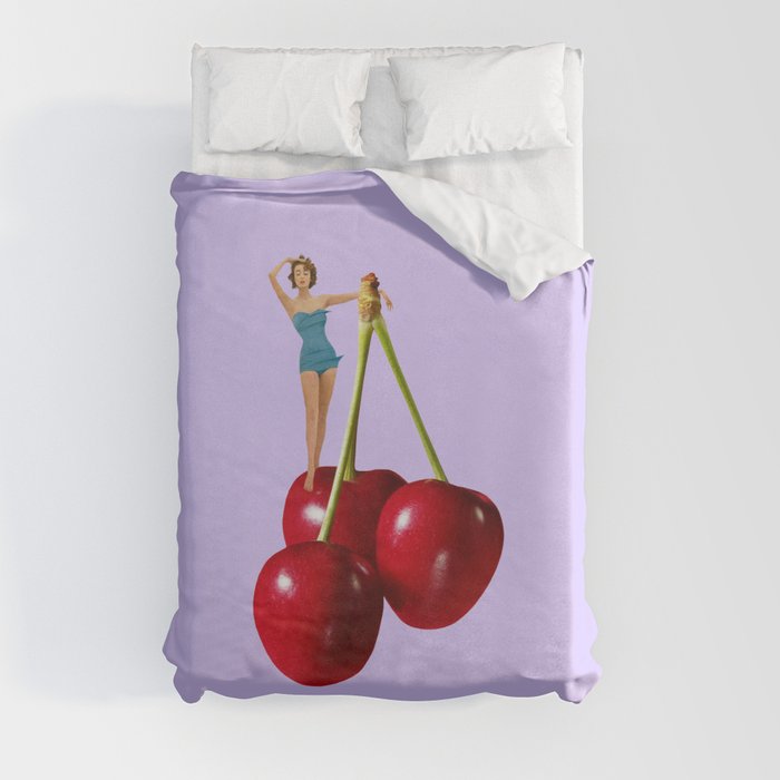 giant cherry lavender Duvet Cover