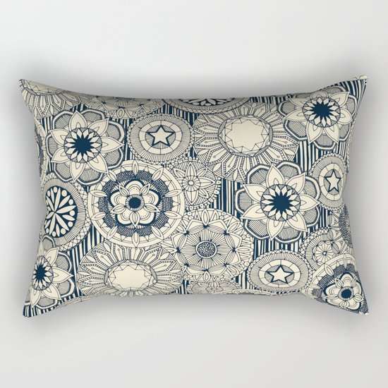 mandala cirque indigo cream Rectangular Pillow