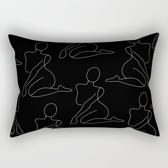 Nude Curve in black / Line drawing of a woman’s naked body shape Rectangular Pillow