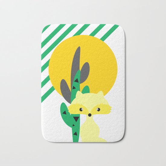 Cute fox in the desert Bath Mat