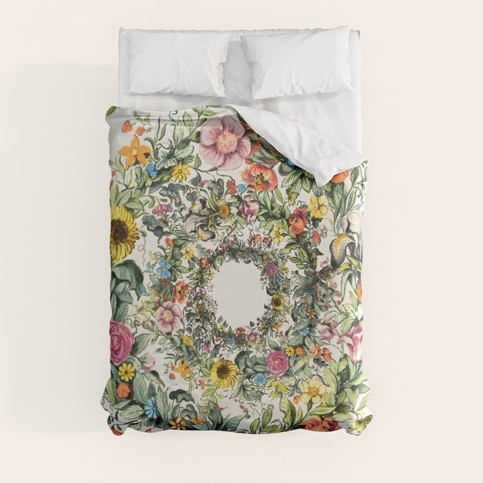 Cream floral spiral Duvet Cover by anipani Society6