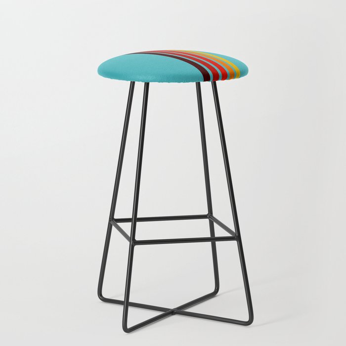 Five Colorful Stripes on Blue Bar Stool