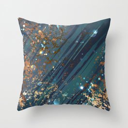 Blue background with bronze Throw Pillow