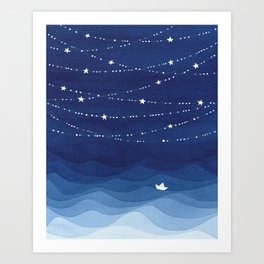 Garland of Stars IV, night sky Art Print