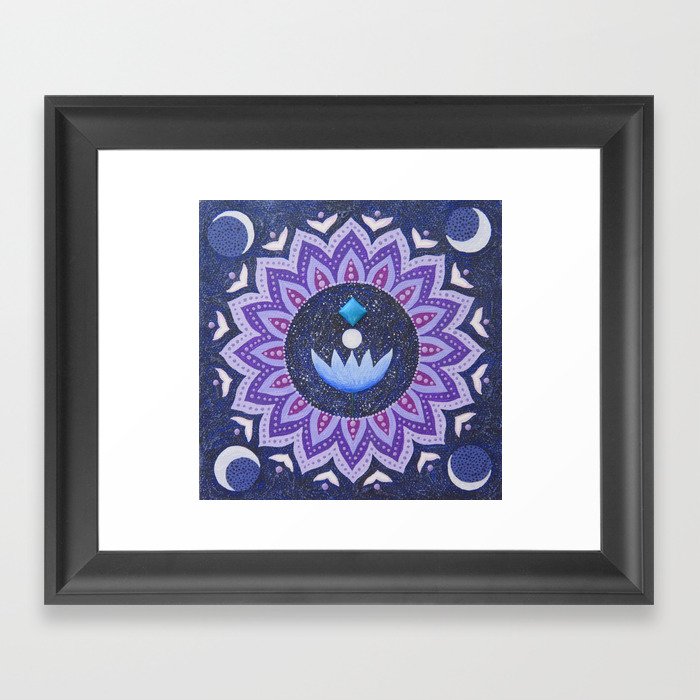 Download Blue Lotus and Moon Mandala Framed Art Print by sooziewray ...