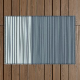 Natural Stripes Modern Minimalist Colour Block Pattern in Neutral Blue Grey Tones  Outdoor Rug