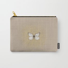 Hand-Drawn Butterfly and Golden Fairy Dust on Nude Beige Carry-All Pouch