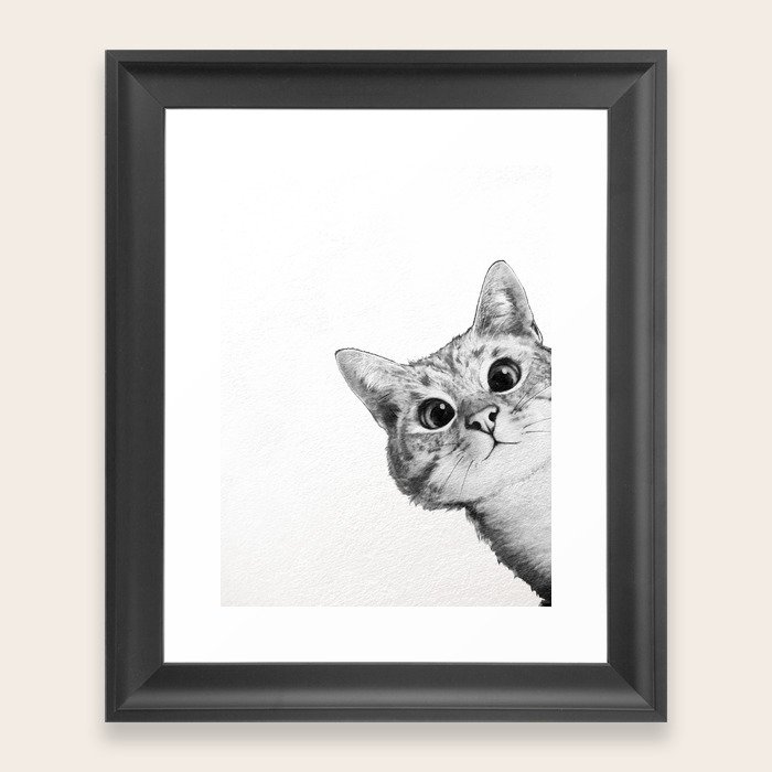 sneaky cat Framed Art Print by Laura Graves Society6