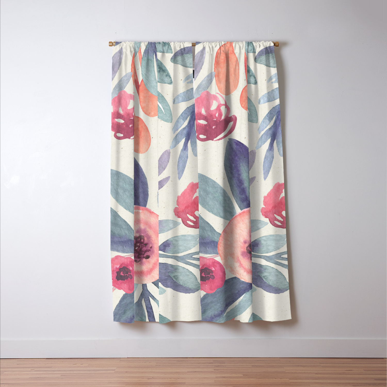 Seamless Beautiful Pastel Pattern Watercolor Pink Red Roses Teal