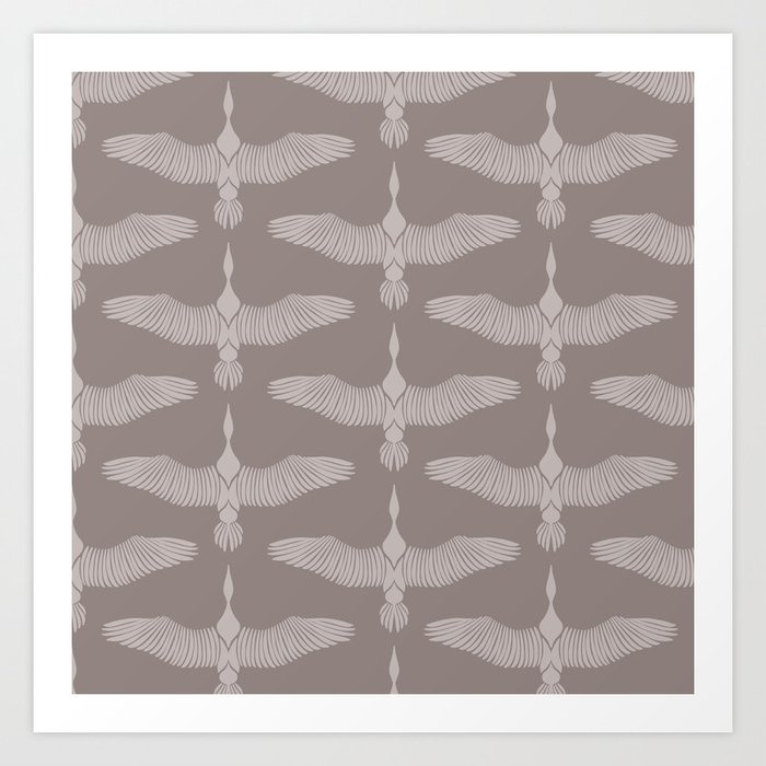 Flying Heron Blush Pattern Art Print