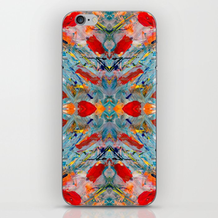 Turquoise And Red Acrylic Cross Seamless Pattern iPhone Skin